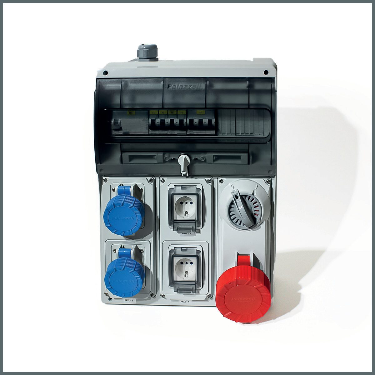 Novsen IP66 Kombinasyon Panosu 2ad Schuko 16A, 2ad 3x16A, 1ad 5x32A Kilitli P.